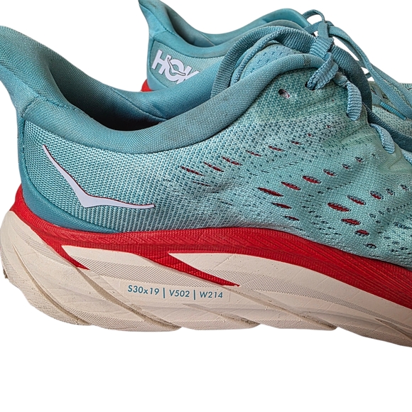 Hoka One One Clifton 8 Running Shoes 9.5 Teal Mesh Cushion Performance Athletic - Picture 10 of 12